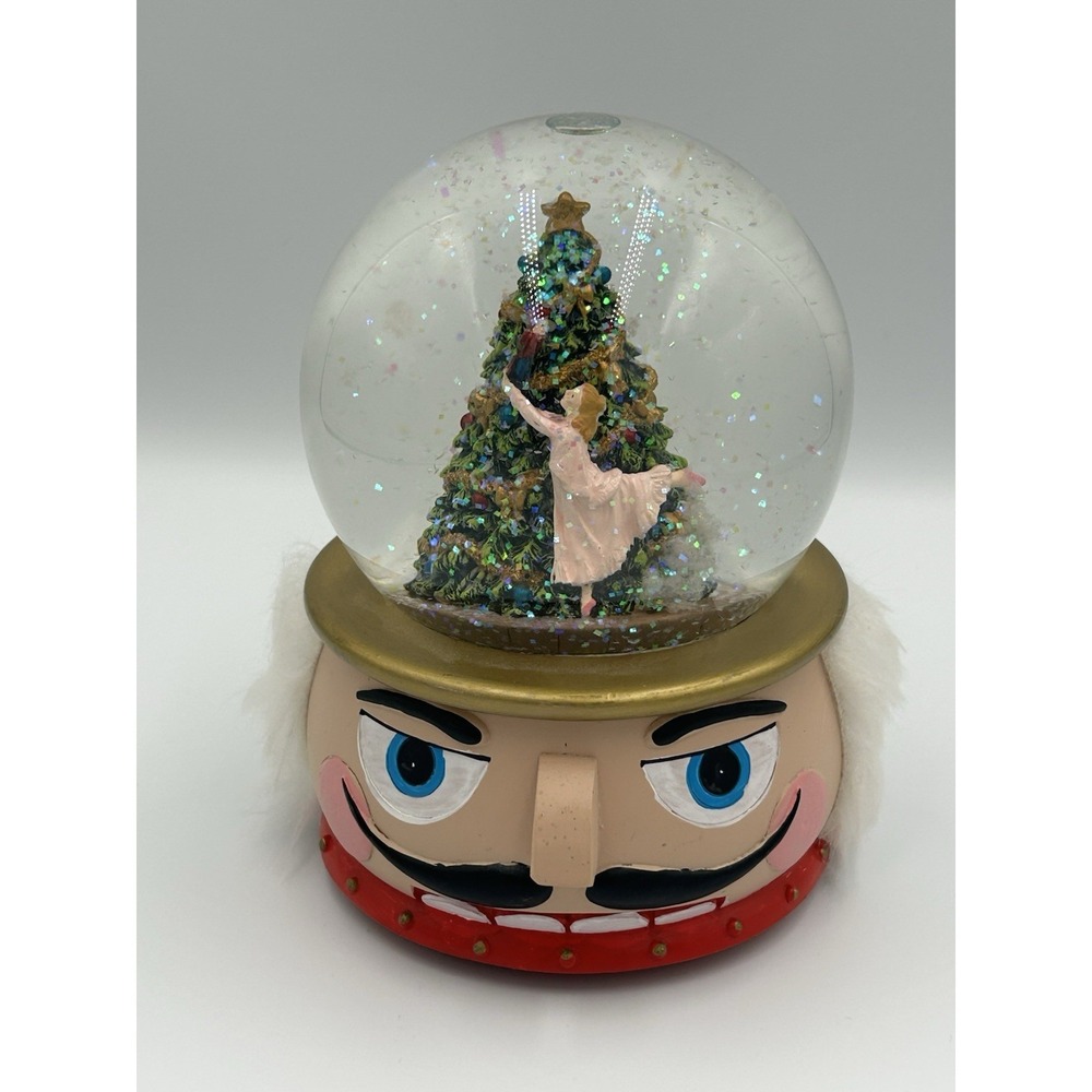 Musical Nutcracker Head Snow Globe Glitterdome - The Nutcracker Suite Working